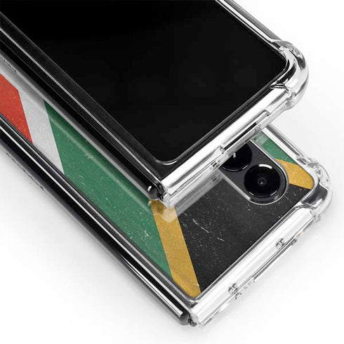 South Africa Flag Distressed Galaxy Z Fold4 5G Clear Case